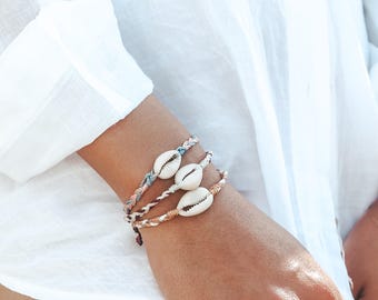 Lakey Cowrie Shell Bracelet, Handmade Braided Beach Jewelry