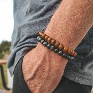 Kintamani Coconut Wood Bead Bracelet by Bali Soul, Unisex Bracelet, Wooden Surf Bracelet, Man's Bracelet, Surfer Style Jewellery