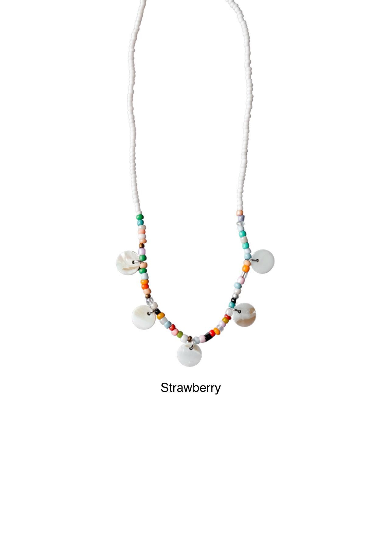 Balangan Shell Disk Beaded Necklace, Mother of Pearl Shell