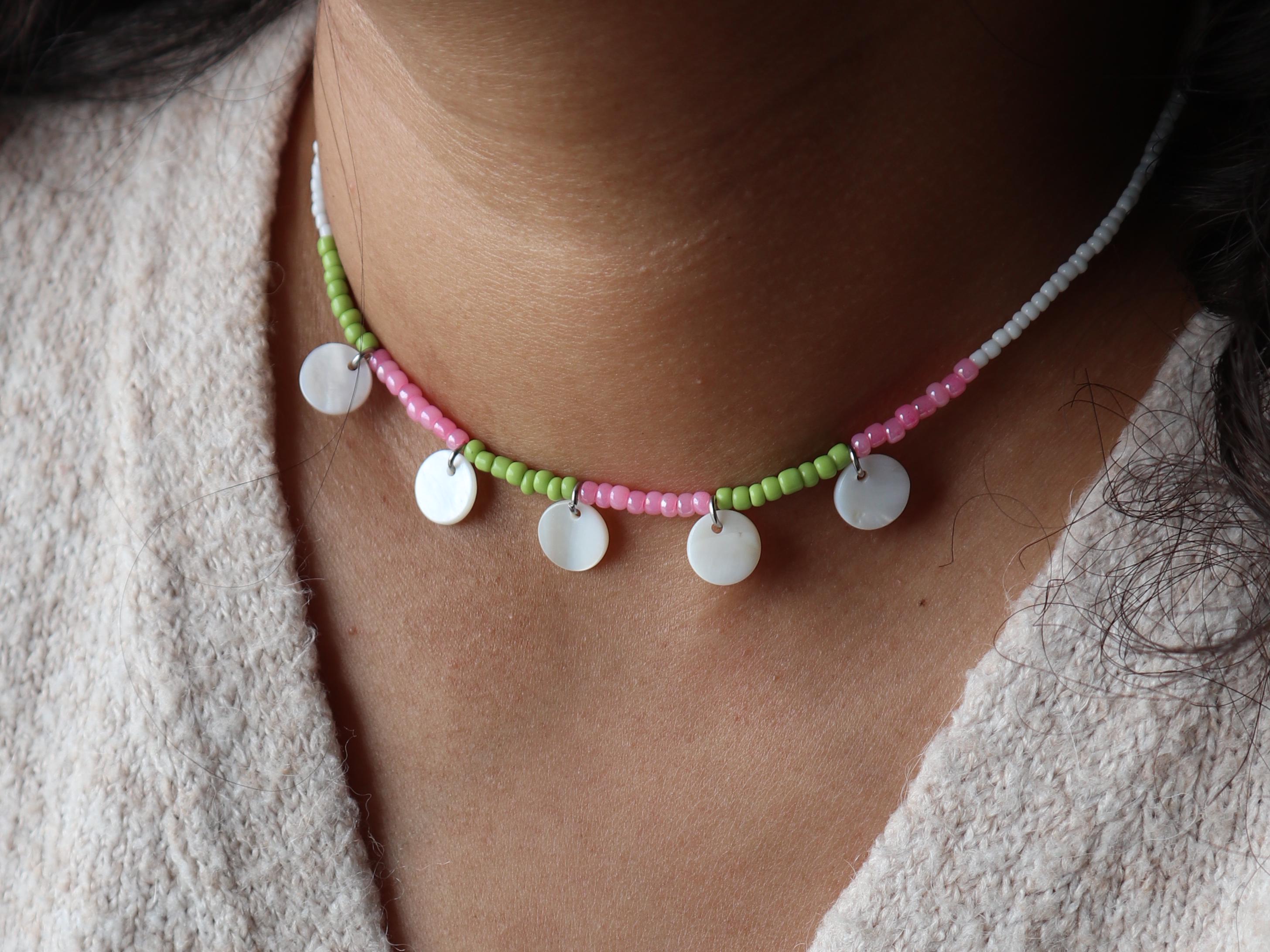 【2plan】24SS★ [LAN ARCHIVE] Shell Mini Beads Necklace Wholesale Women Fashionbohemian Multicolor Mini Beads Double