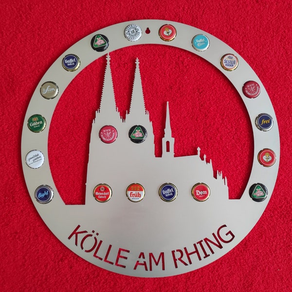 Beer menu "Kölle am Rhing" made of anod. Aluminium - Kronkorken Köln Kölsch Decoration
