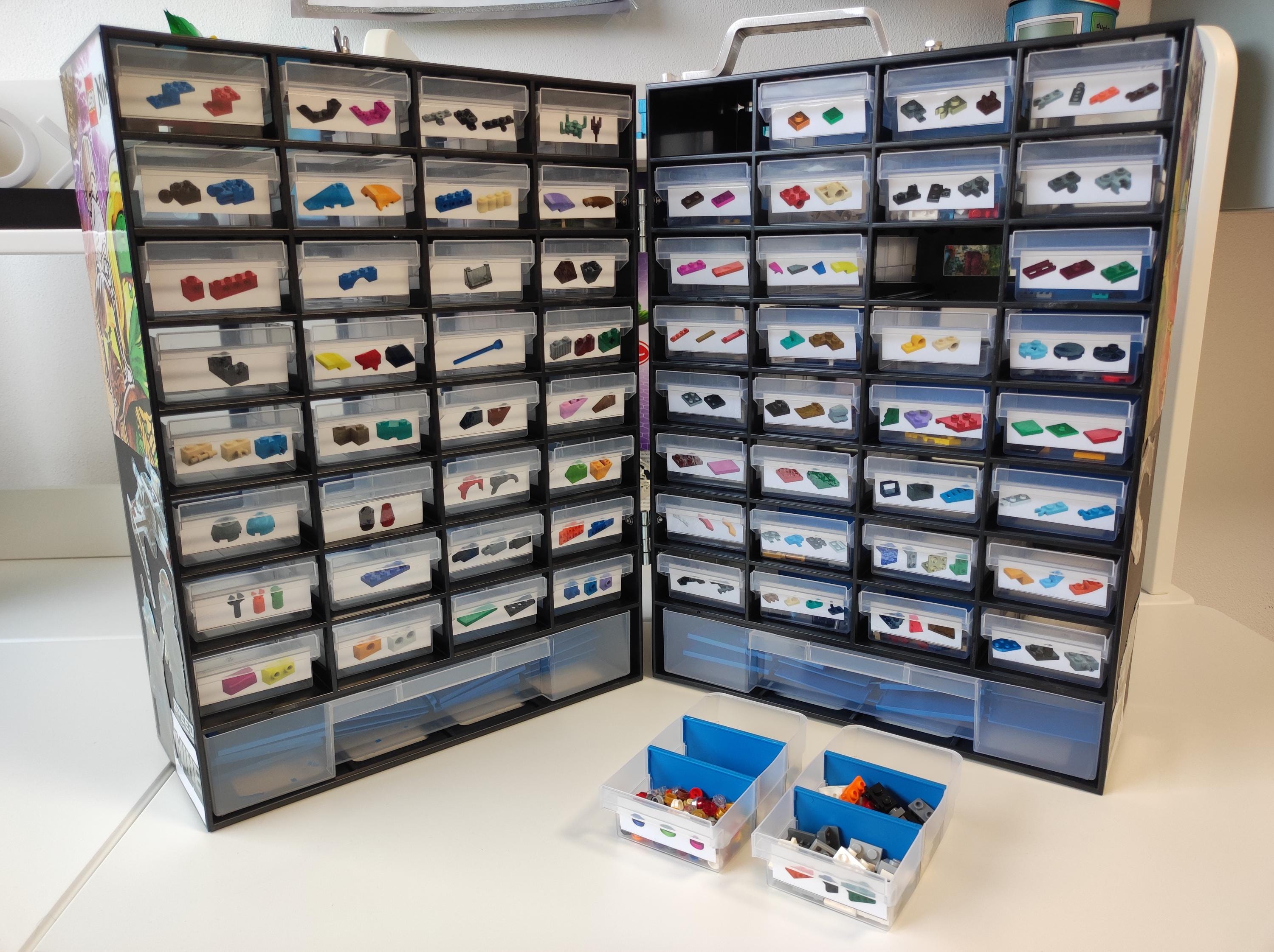 Tragbares Kleinteilesortiment - Aufbewahrung fr Spielzeug z.B. Lego,  Nhzubehr oder Schrauben - Regal