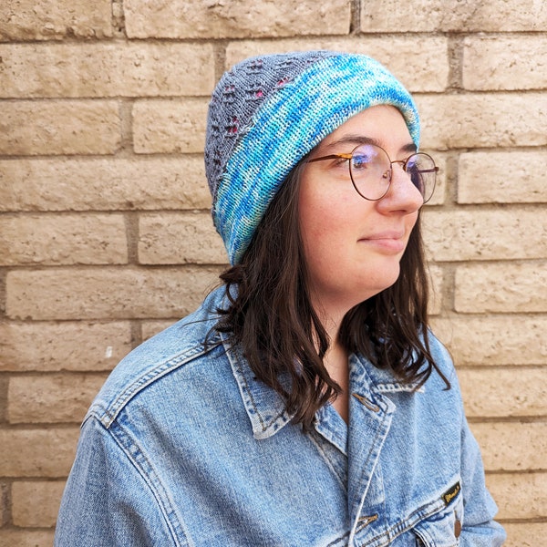 Knitting Pattern: Luthadel Hat, Reversable, Seamless, Lace, Scrappy, Stash Buster, Intermediate Knitting Pattern, Top Down and Bottom Up