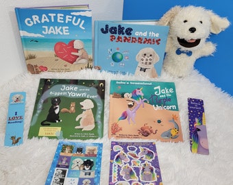 Set regalo di libri per bambini, set di libri, regalo unico per bambini, set di libri sul cane, regalo per bambini, regalo di compleanno unico, regalo unico per baby shower, pupazzo di cane