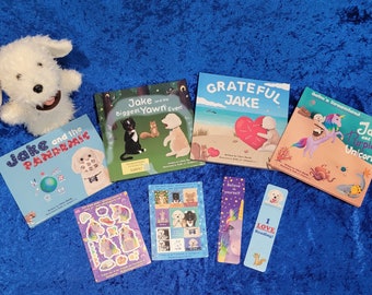Set regalo di libri per bambini, set di libri, regalo unico per bambini, set di libri sul cane, regalo per bambini, regalo di compleanno unico, regalo unico per baby shower, pupazzo di cane