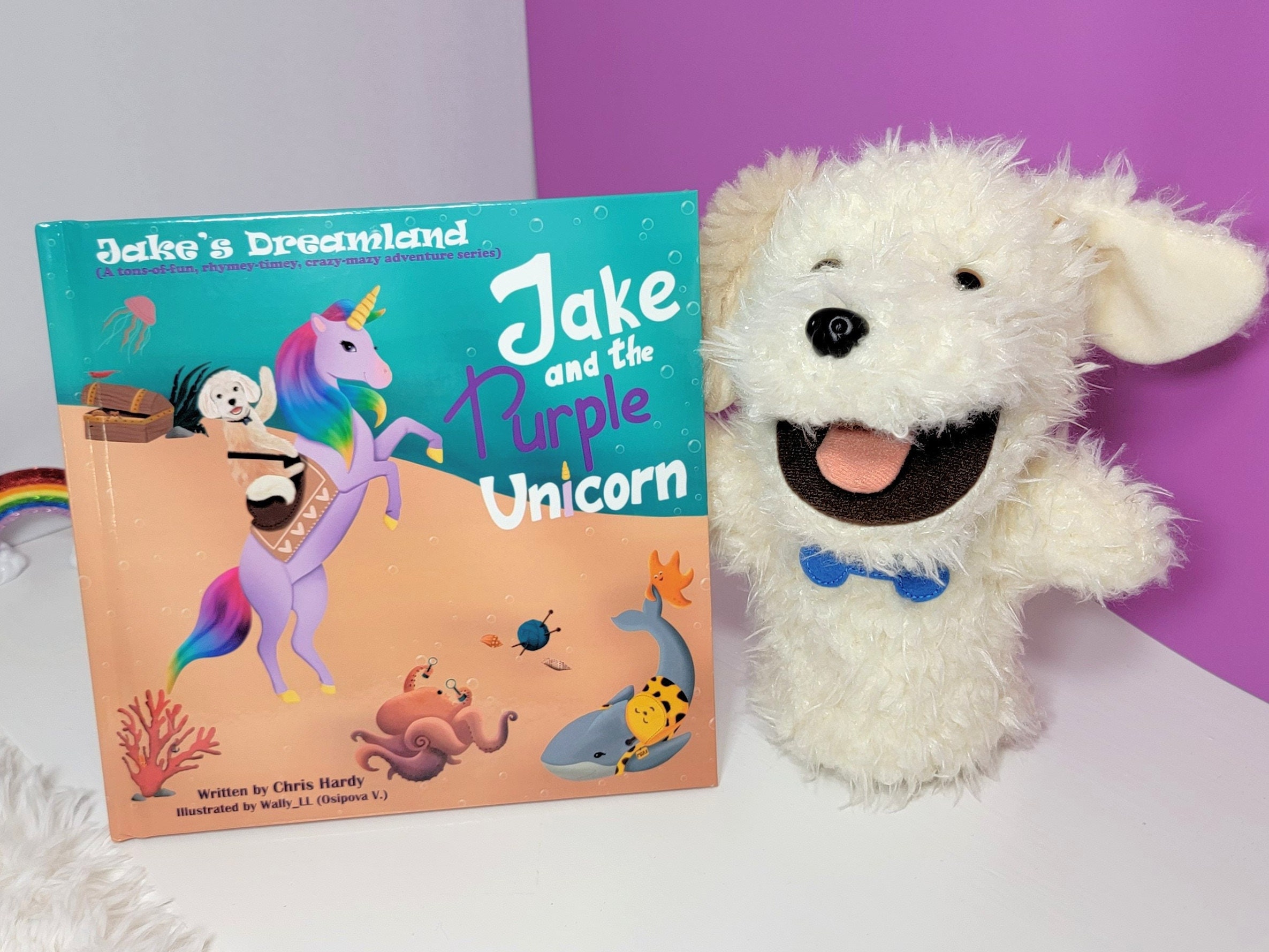 Dog Hand Puppet White Cute Dog Puppet Soft Furry Dog Puppet for Book