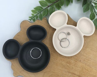 Mouse Ring Dishes - Jewelry Dish - Ring Tray -  Black and White - Engagement Gift - Wedding Gift - Gift for Newly Engaged - Just Engaged