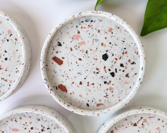 Coasters Terrazzo Concrete /& Aqua Blend Recycled GlassSet of 4