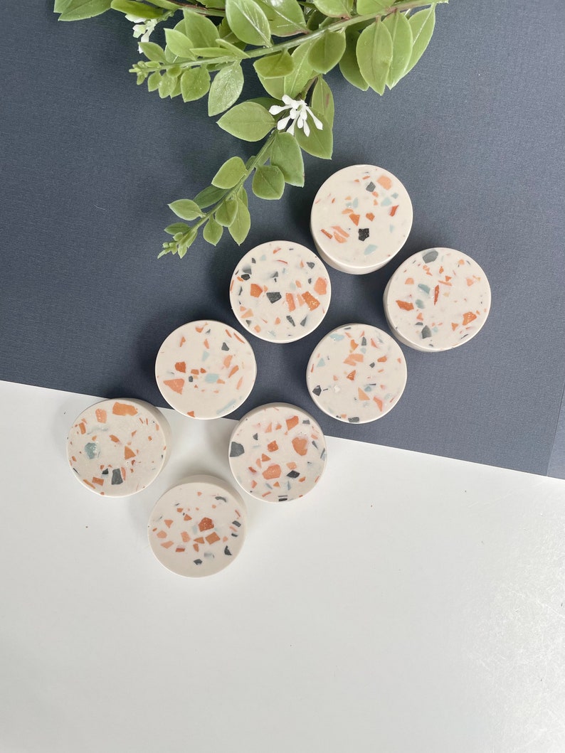 Terrazzo Fridge Magnets - Set of 4 or 8 - Home Decor - Neutral Colors 