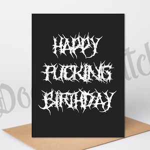 Joyeux anniversaire, carte d'anniversaire Death Metal, anniversaire effrayant, anniversaire gothique, carte d'anniversaire vierge, cadeau fait main