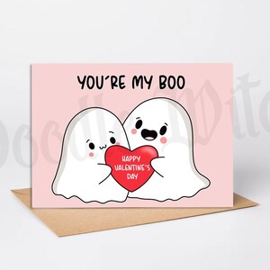 You're My Boo-kaart, Ghost Valentines Card, Spooky Valentines, Be My Boo, Ghost-verjaardag, kaart voor stellen, Spooky Romance-kaart, schattig spook