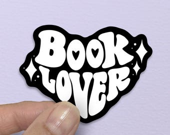 Sticker boekenliefhebber, zwart-witte sticker, lezersstickers, cadeau boekenliefhebber, stickers voor Kindle, cadeaus voor bibliothecarissen, boekcadeaus