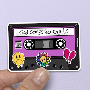 Pegatina de mixtape, pegatinas de canciones tristes para llorar, pegatinas de mixtape, pegatinas musicales, pegatinas retro, pegatinas para portátil