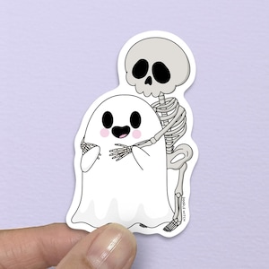 Pegatina de esqueleto y fantasma, pegatina de abrazo, pegatina de "Me encantan los abrazos desde atrás", pegatinas de esqueleto, pegatinas góticas emo espeluznantes