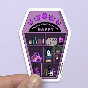 Book Shelf Sticker, Witchy Sticker, Coffin Shelf Sticker, Reading Stickers, Witch Gifts, Bookworm Sticker, Goth Stickers, Happiness Sticker