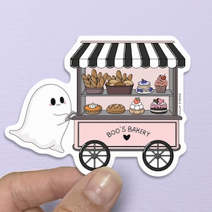 Ghost bakery sticker, Spooky cute ghost, Ghost lover gift, Haunted bakery art, Pastel goth sticker, Ghost dessert, cute halloween sticker