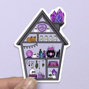 Book Shelf Sticker, Witchy Sticker, House Shelf Sticker, Reading Stickers, Witch Gifts, Bookworm Stickers, Goth Stickers, Happiness Sticker