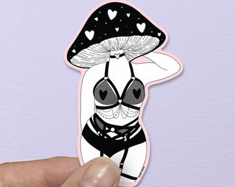 Mushroom Lady Holographic Sticker