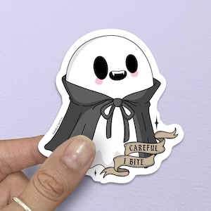 Care, I Bite Ghost Vampire Sticker