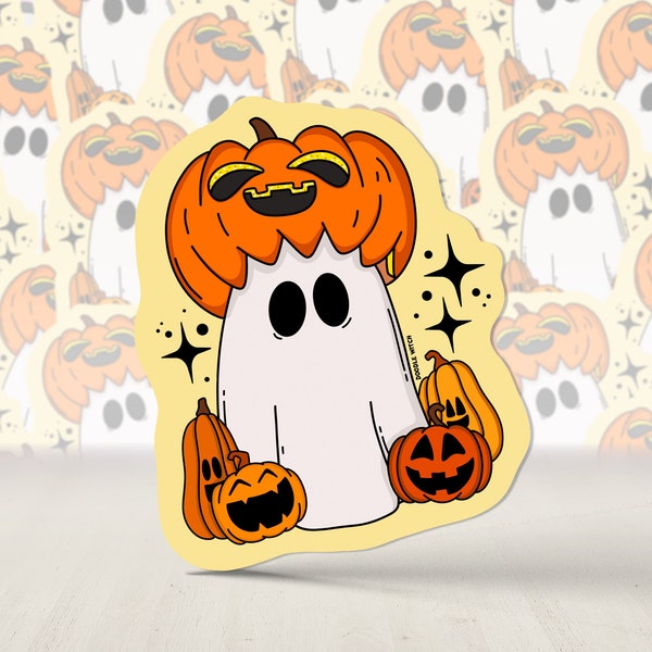 Pumpkin Ghost Stickers, Cute Pumpkin Stickers, Cute Ghost Stickers, Halloween Stickers, Spooky Stickers, Ghost Lover Gifts, Goth gifts