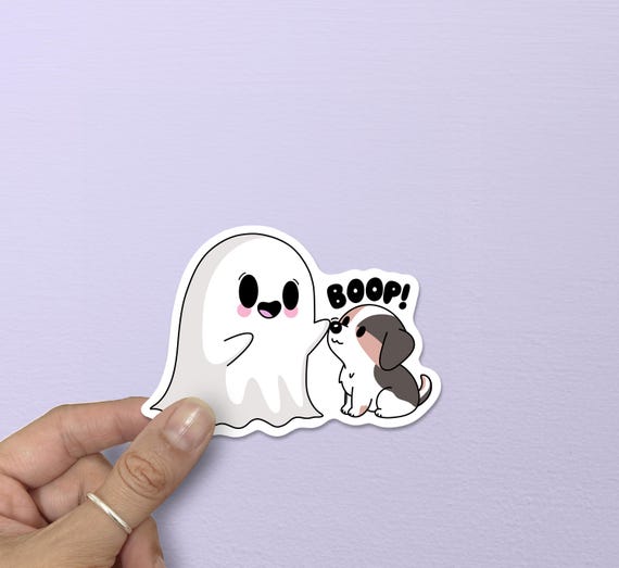 Ghost Boop Dog, Ghost Pet Dog Sticker, Dog Lover Gift, Ghost Lover, Spooky Cute Decal, Dog Lover Art, Vet Gifts