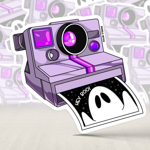 Ghost Polaroid Camera Stickers, Camera Sticker, Ghost Sticker, Photography Sticker, Camera Art, Spooky Stickers,  Polaroid Stickers