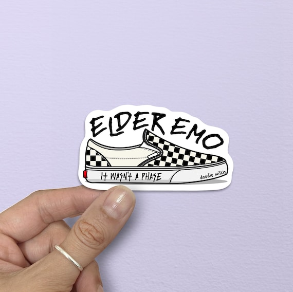 Elder Emo Sticker, Still Emo Sticker. Emo Stickers, Goth Stickers, Tattoo Stickers, American Traditional Art, Emo Gifts, Tattoo Gifts