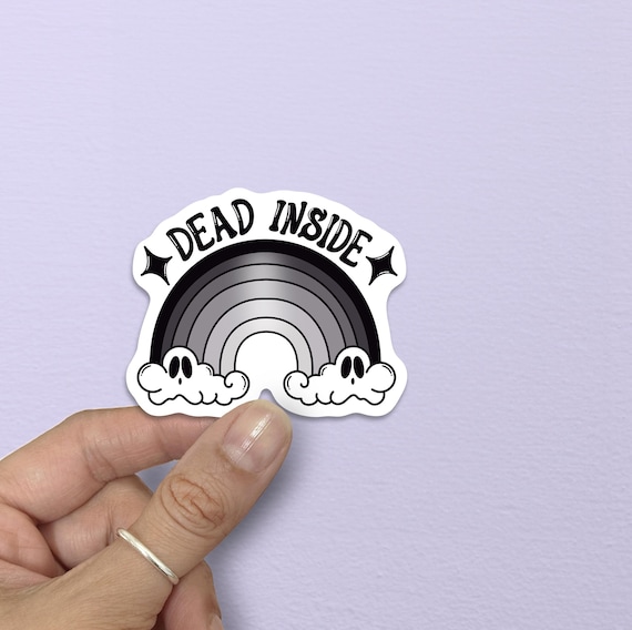 Dead Inside Rainbow Sticker, Black and White Rainbow, Goth Sticker, Emo Stickers, Spooky Stickers, Witchy Stickers, Spooky Humor Sticker