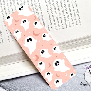 Ghost Moon Bookmark, Spooky Cute Bookmark, Cute Ghost Bookmark, Ghost Bookmarks, Reader Gifts, Book Lover