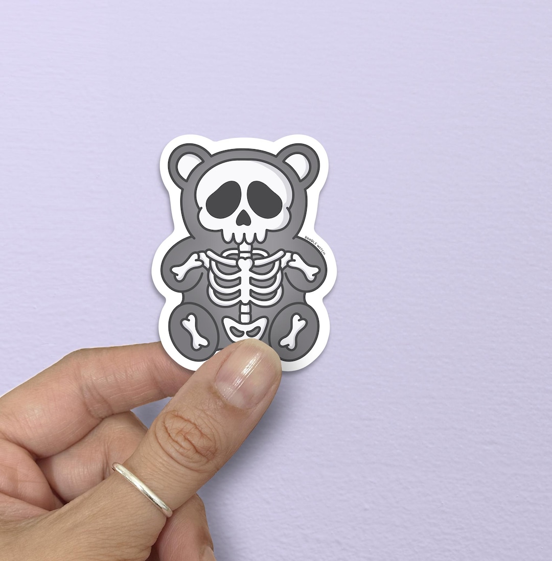 Skeleton Bones Sticker, Gummy Bear Sticker, Cute Goth Stickers, Spooky ...