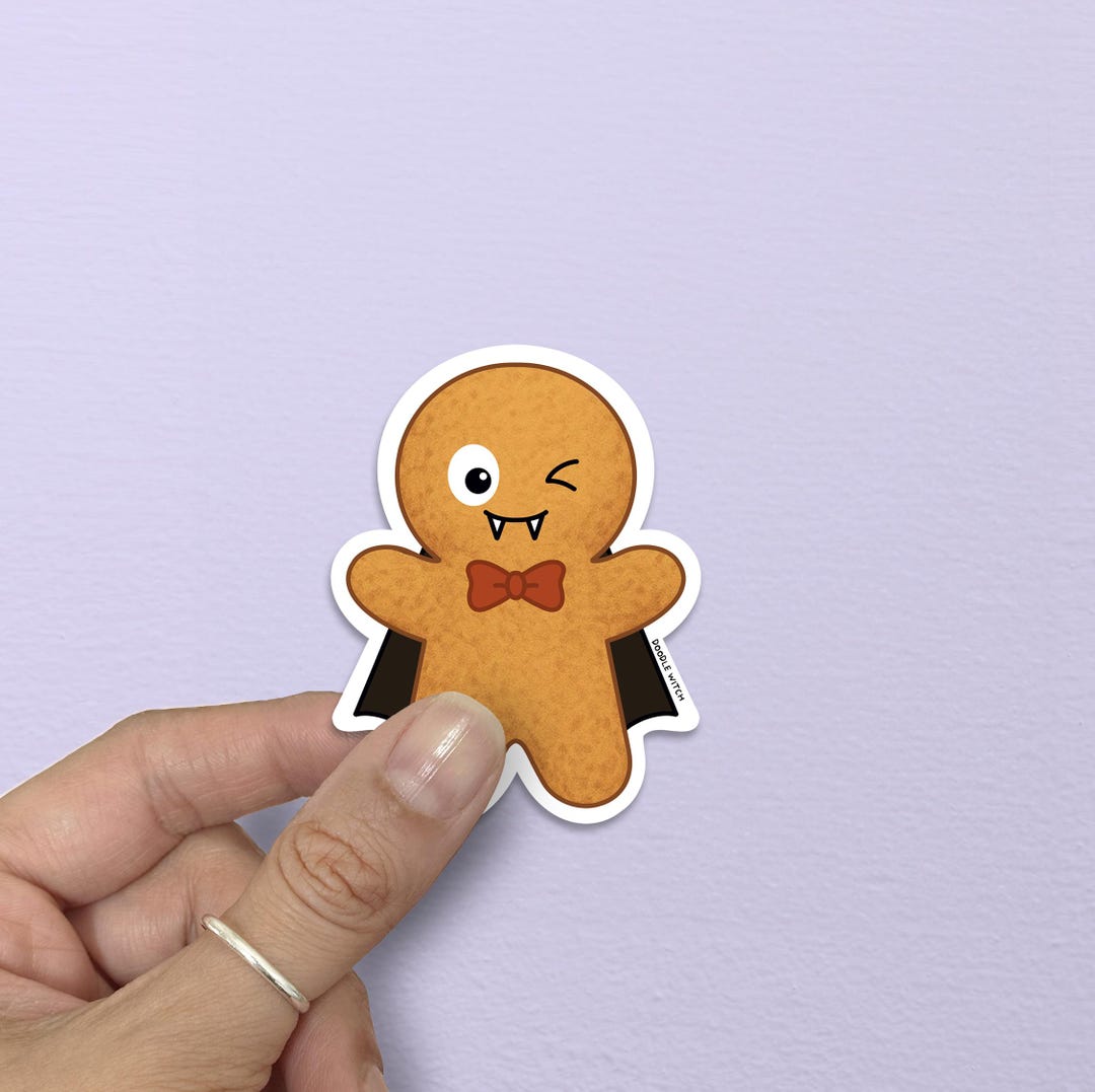Gingerbread Man Vampire Sticker, Creepmas Art, Spooky Holiday - Etsy