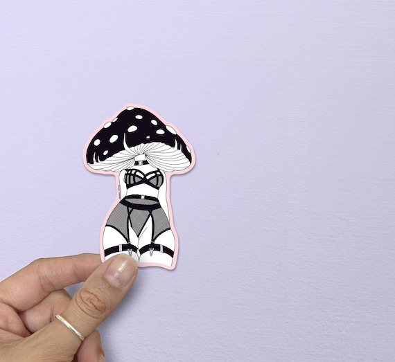 Mushroom Lady Sticker, Mushroom Girl, Holographic Stickers, Mushroom Art Sticker, Goth Stickers, Spooky Stickers, Goth Gifts For Her