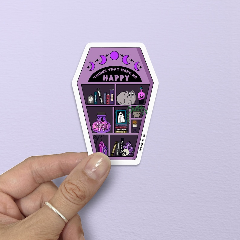Coffing Sticker Coffin Bookshelf Sticker, Spooky Witch - Etsy
