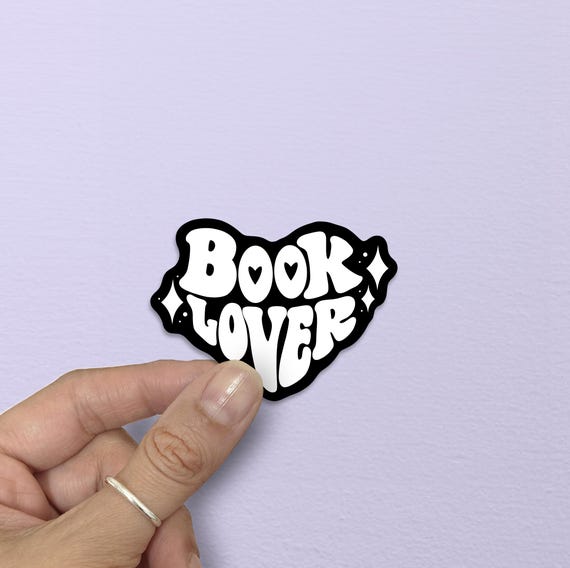 Book Lover Sticker, Black, and White Sticker, Reader Stickers, Book Lover Gift, Stickers for Kindle, Gifts for Librarians, Book Gifts
