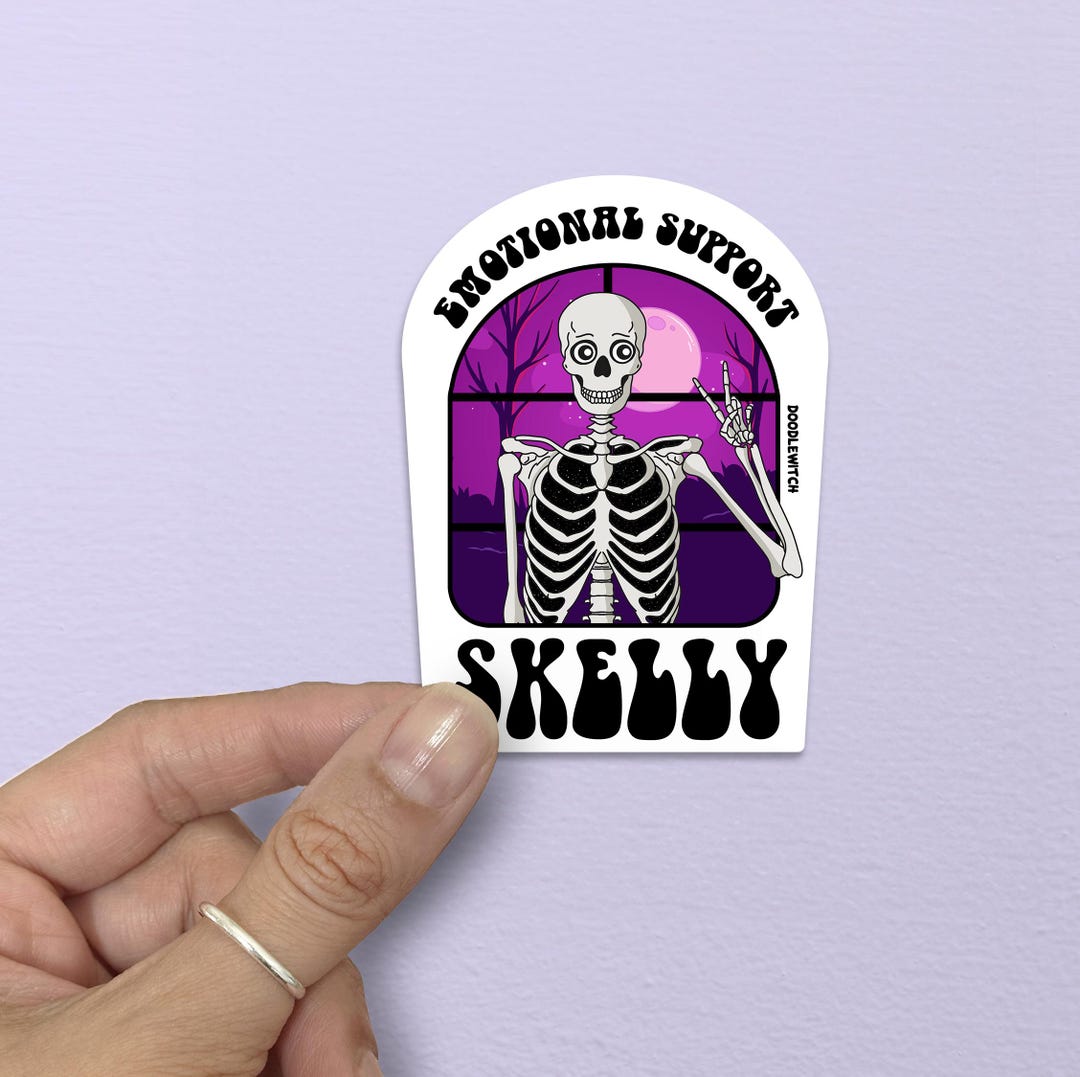 Emotional Support Skeleton Sticker - Etsy