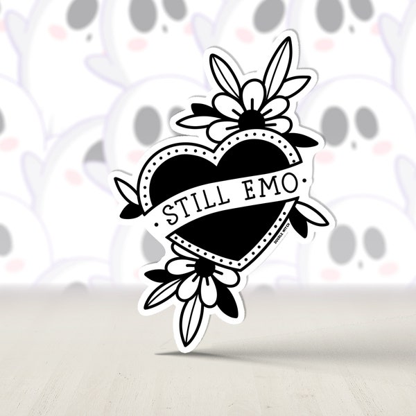 Still Emo Sticker. Emo Stickers, Elder Emo Stickers, Goth Stickers, Tattoo Stickers, American Traditional Art, Emo Gifts, Tattoo Gifts