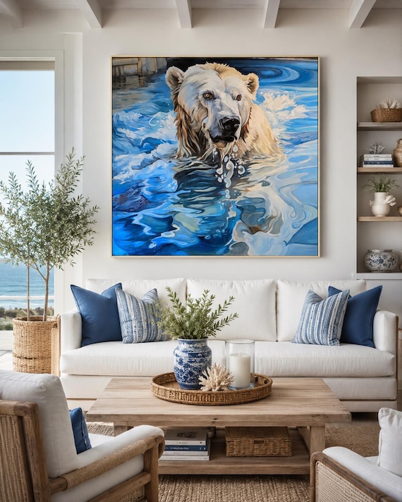 Polar  bear, original oil painting, contemporary wild life painting, Canadian art.