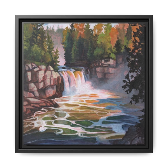 Canvas Print of Grand River Morning,  great lakes, Canadian spring,  waterfall, Great lakes, Acrylic on Canvas,  Canadian art