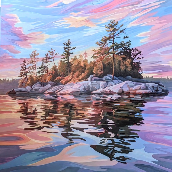Island Print, Ontario, Canada Acrylic on Canvas,  Canadian, art