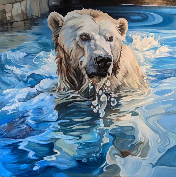 Polar  bear, original oil painting, contemporary wild life painting, Canadian art.