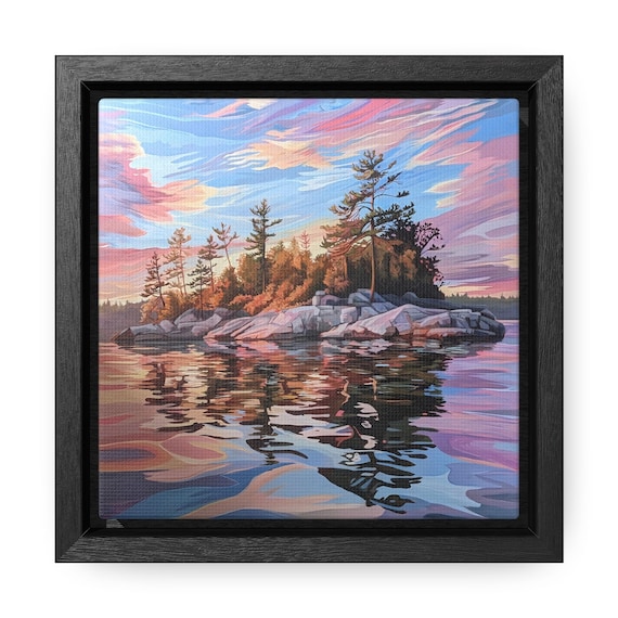 Canvas Print, Island painting, Canadian landscape, Georgian bay, Muskoka, Sunset