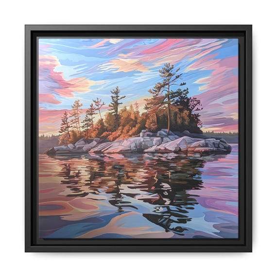 Canvas Print, Island painting, Canadian landscape, Georgian bay, Muskoka, Sunset