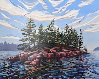 Original Landscape Painting commission, Ontario, Canada Acrylic on Canvas,  Canadian, art