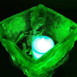 Gelatinous Cube Dice Jail: Green Resin DnD Decor with LED