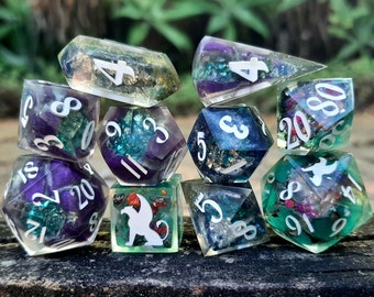 Orichalcum Ore Dice Set | 10 Piece Polyhedral dice set | Resin handmade | TTRPG dnd D&D Pathfinder