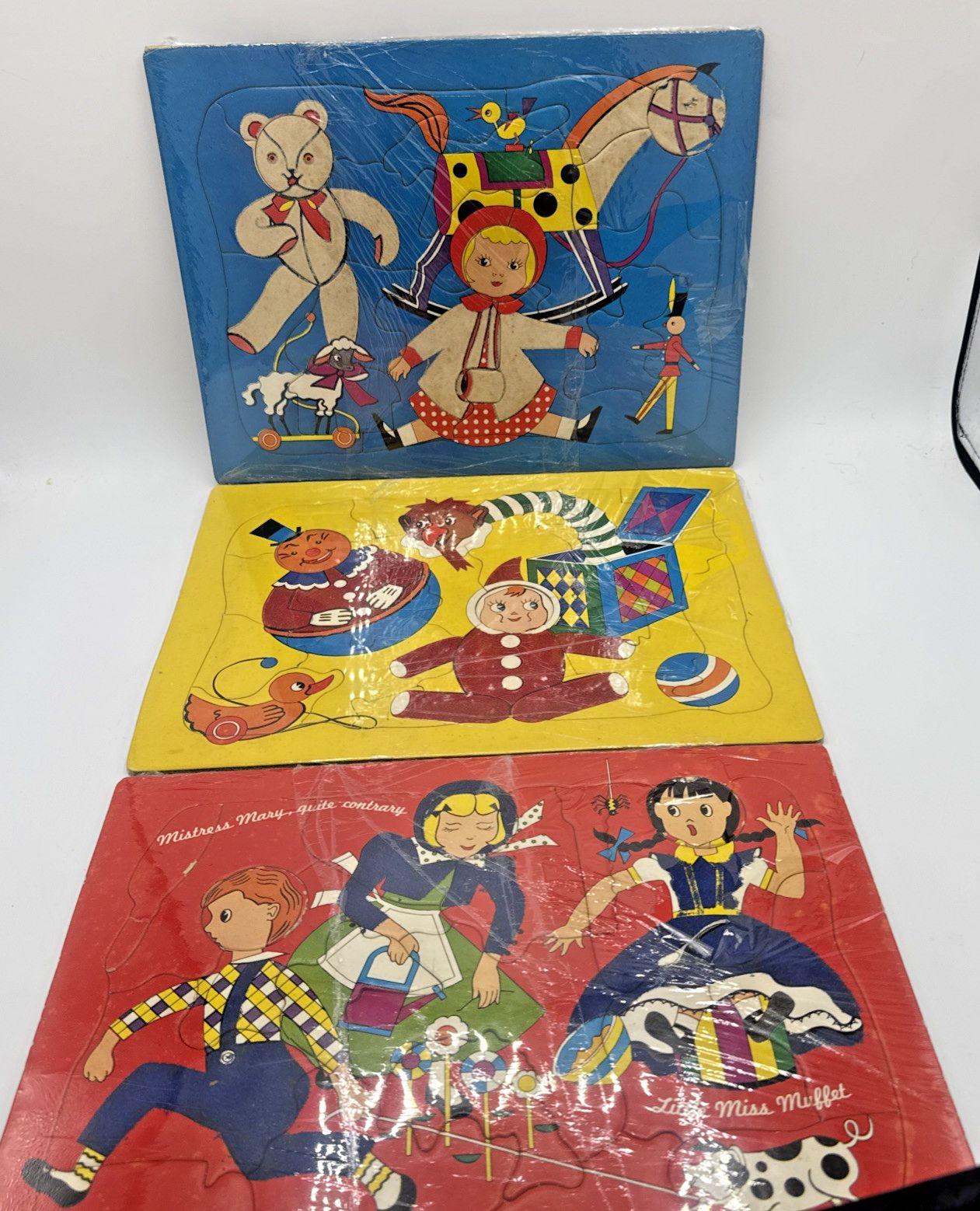 Vintage Built Rite Toys Sta-n-place Furry Inlaid Childs Tray Puzzle Set ...