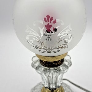 Lampe de chevet vintage en verre givré blanc, motif dentelle en filigrane, 11,8 pouces
