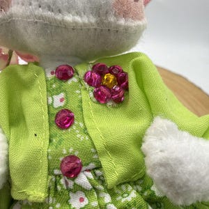 Vintage Annalee Spring Girl Mouse White Doll Green Dress Flowers & Bows 7 image 14