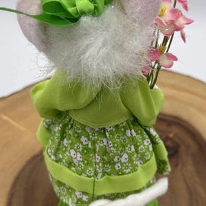 Vintage Annalee Spring Girl Mouse White Doll Green Dress Flowers & Bows 7 image 10