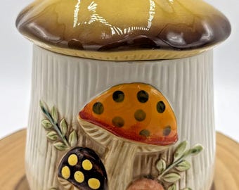 Vintage MERRY MUSHROOM 5.5 Small Canister c.1978 Sears, Roebuck and Co.